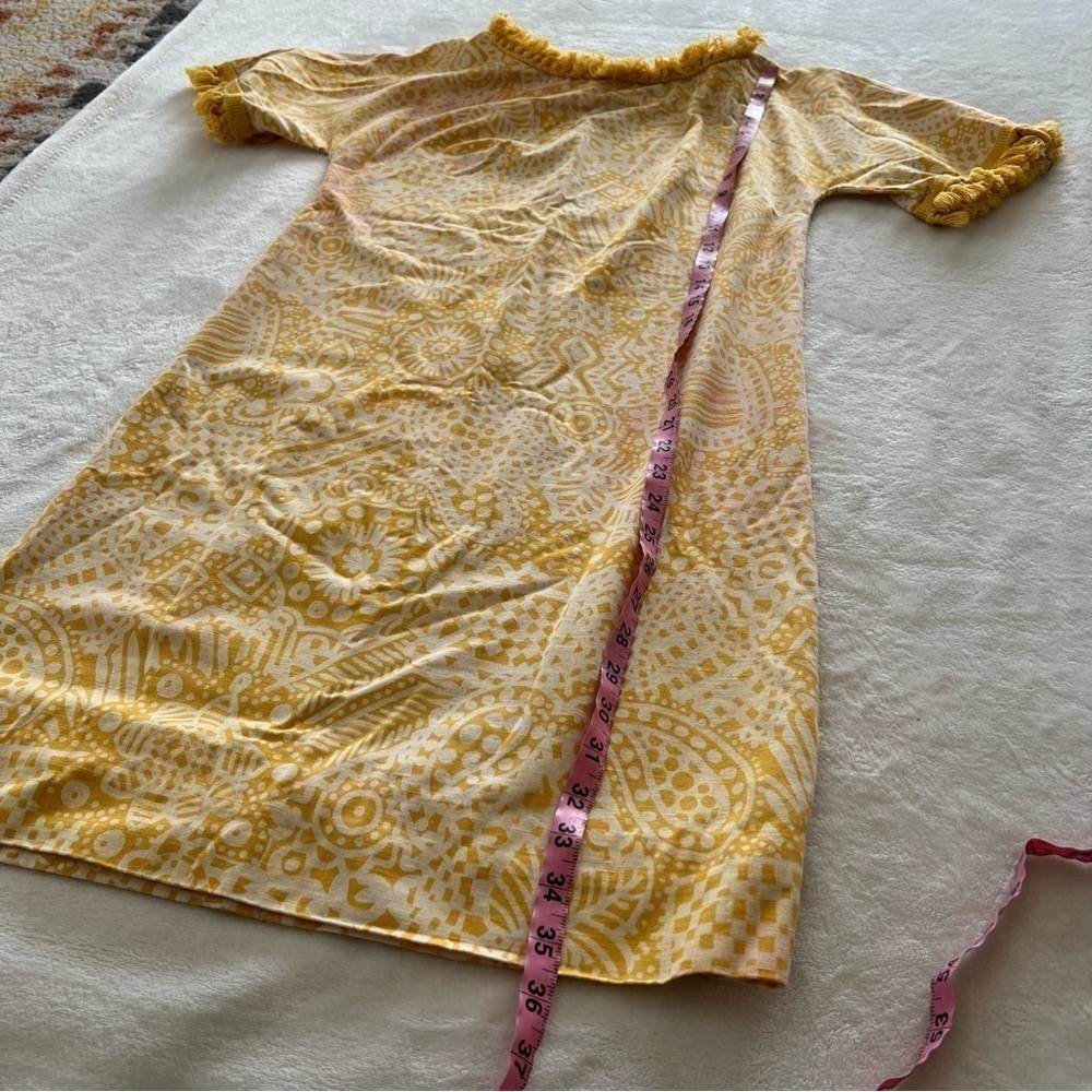Vintage Patty Woodard California Yellow Tassel Abstract Mini Dress - Picture 4 of 6